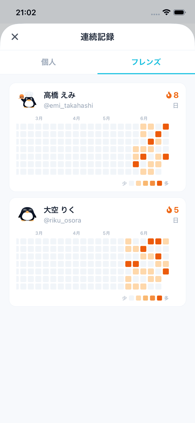 ともだち機能の画面
