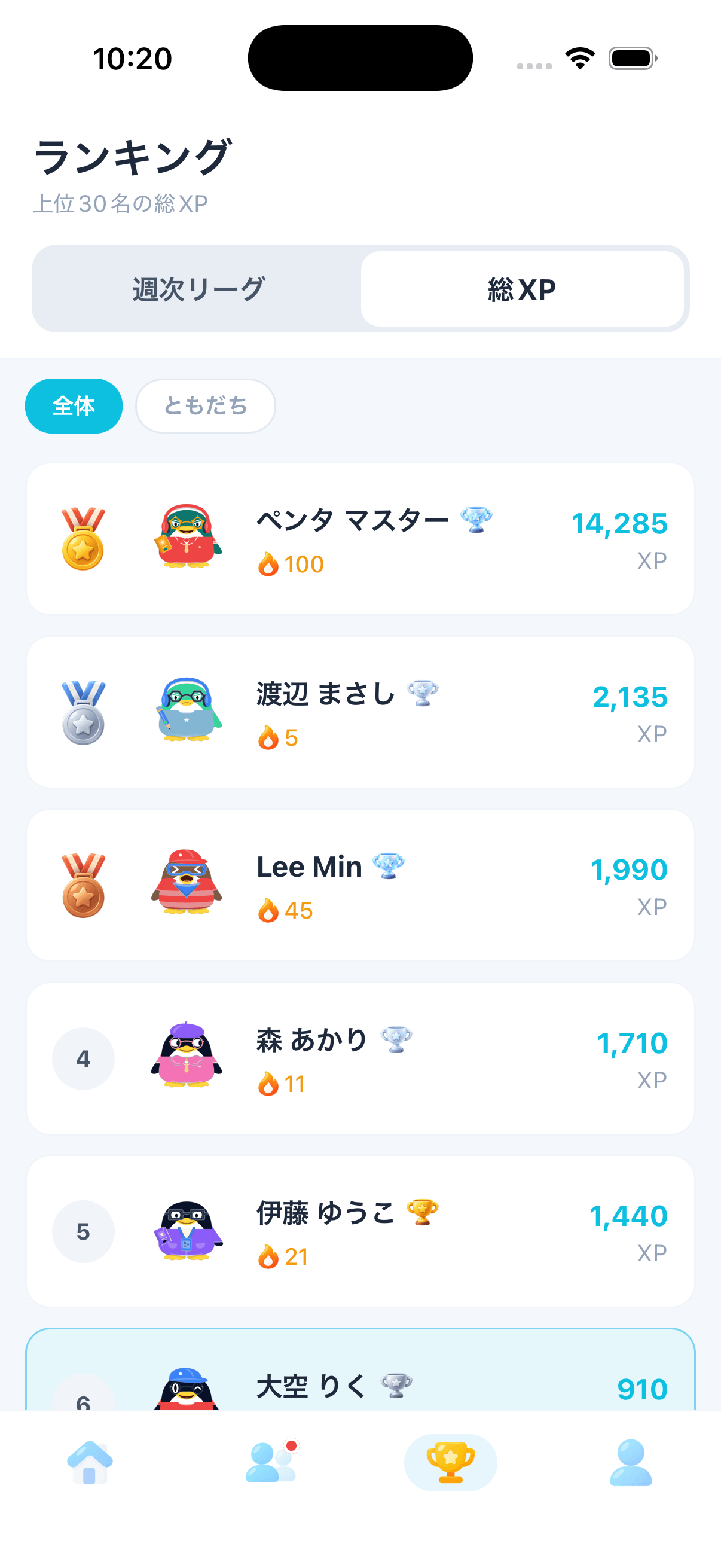 ランキング機能の画面